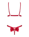 Rotes Set Rubinesa aus Satin mit Goldschimmer, offenen Cups und Satinschleife von Obsessive – Ansicht 4