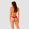 Rotes Set Rubinesa aus Satin mit Goldschimmer, offenen Cups und Satinschleife von Obsessive – Ansicht 2
