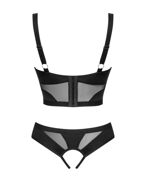 Schwarzes sündiges Ouvert Set mit länger geschnittener Hebe von Obsessive – Ansicht 4
