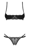 Schwarzes Ouvert-Set Nutris mit Bügel-Hebe-BH und String ouvert von Obsessive – Ansicht 4