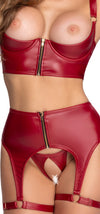 Bordeauxrotes verführerisches Ouvert Set mit edlen Zippern von Cottelli LINGERIE – Ansicht 5