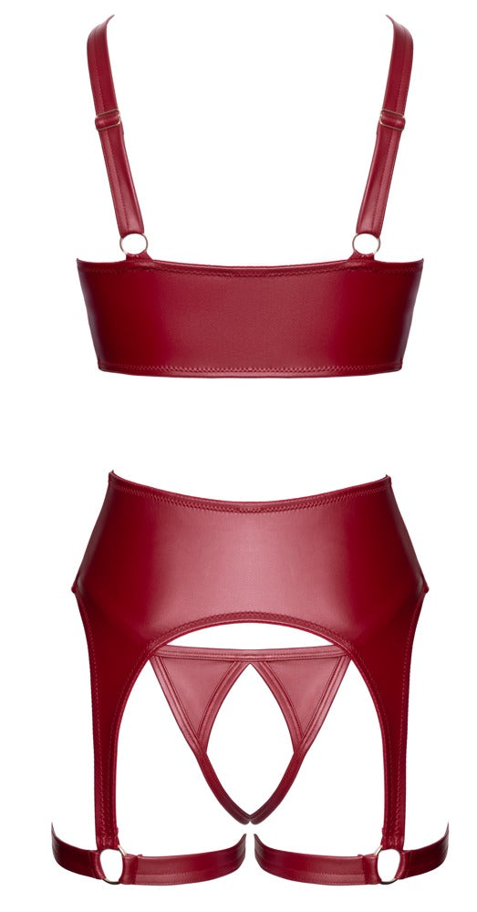 Bordeauxrotes verführerisches Ouvert Set mit edlen Zippern von Cottelli LINGERIE – Ansicht 8