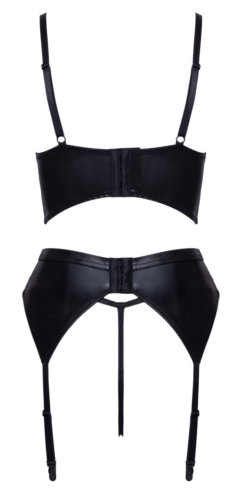 Schwarzes funkelndes Straps Set mit busenfreier Hebe von Cottelli LINGERIE – Ansicht 6