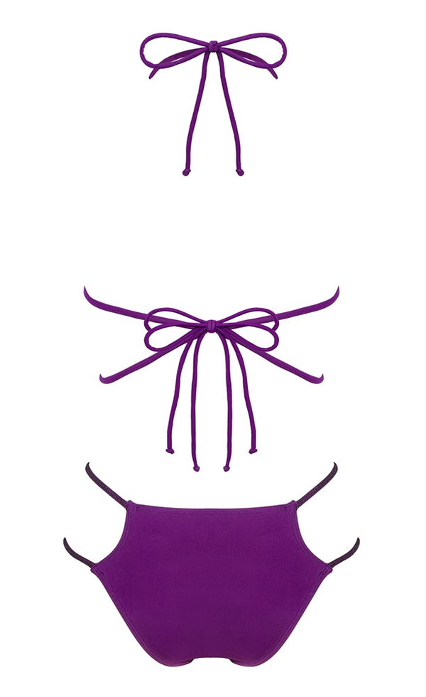 Lilafarbener Bikini Balitta im schillernden Glanzlook mit Neckholder von Obsessive – Ansicht 7