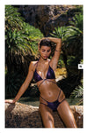 Lilafarbener Bikini Balitta im schillernden Glanzlook mit Neckholder von Obsessive – Ansicht 3