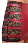 Rotes Set aus Wetlook-Top und Minirock mit Spitze und Ringen von Cottelli PARTY – Ansicht 5
