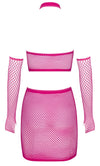 Pinkfarbenes Netz-Set mit Top, Minirock und Armstulpen von Fantasy by Cottelli – Ansicht 6