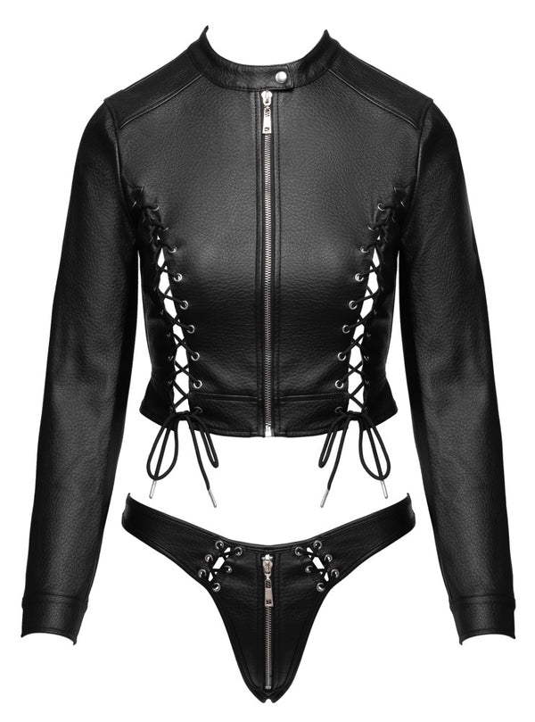 Schwarzes verführerisches zweiteiliges Set aus Jacke und Riostring von Cottelli PARTY – Ansicht 8