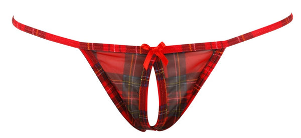 Rotes Set in Karo-Optik mit weißer Spitze und Tüll von Cottelli – Ansicht 6