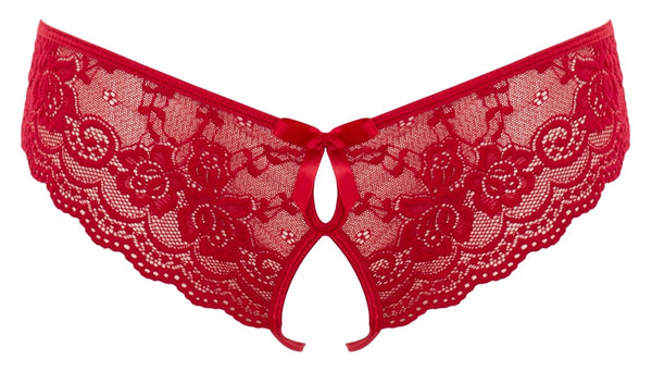 Roter Slip aus Blütenspitze mit schleifenverzierten Cut-Outs von Cottelli – Ansicht 5