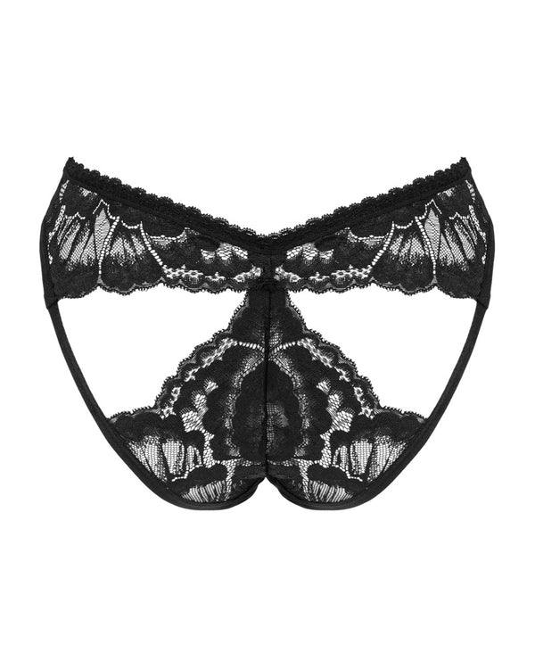 Schwarzer Slip Alessya aus floraler Spitze von Obsessive – Ansicht 4