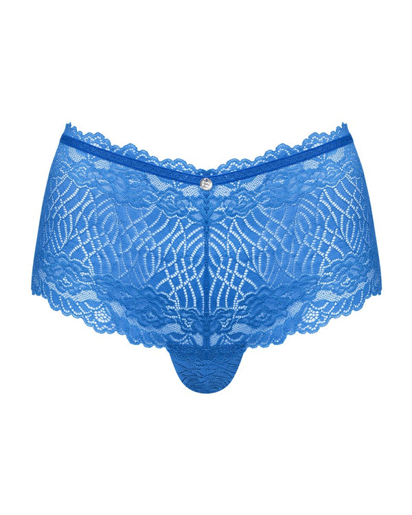 Blaue Llia Shorties aus Spitze mit glänzendem Ornament von Obsessive – Ansicht 3