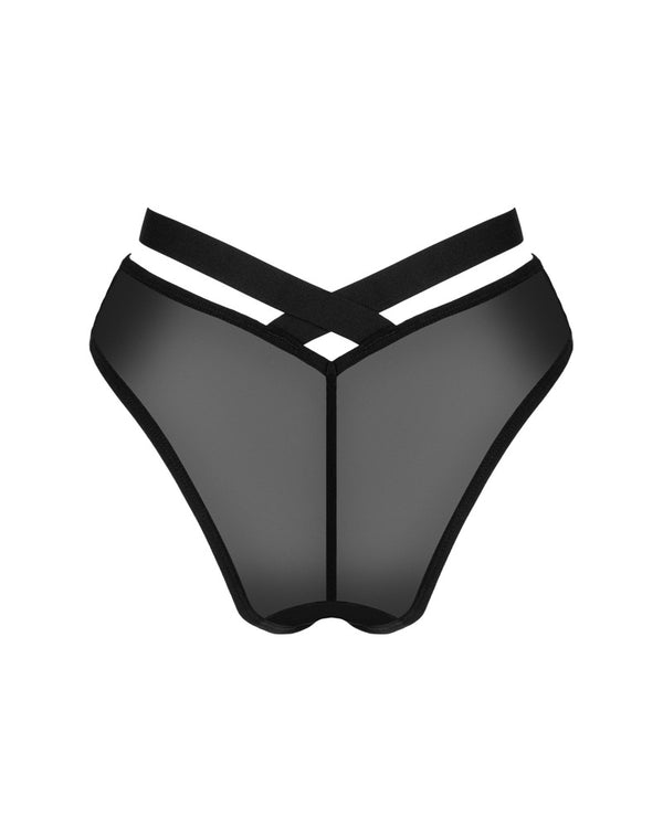Schwarzer Slip Brasica in zarter Transparenz mit blickdichten Details von Obsessive – Ansicht 4