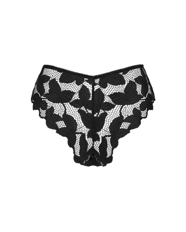 Schwarzes elegantes Spitzenhöschen mit femininer Schnittführung von Obsessive – Ansicht 4