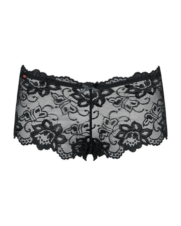 Schwarze Panties Idillia aus zarter Blütenspitze mit Satin-Bund von Obsessive – Ansicht 7