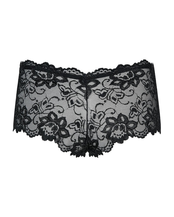Schwarze Panties Idillia aus zarter Blütenspitze mit Satin-Bund von Obsessive – Ansicht 8