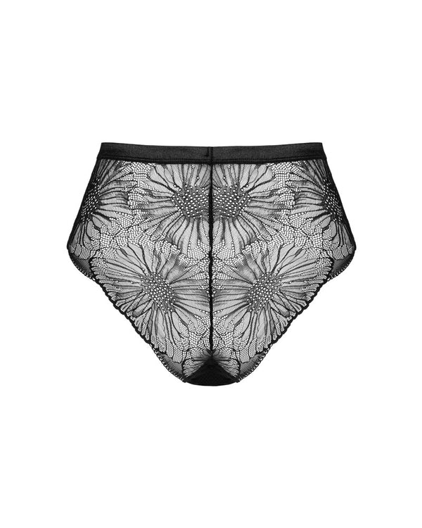 Schwarzer High-Waist-Slip Mibelia aus Floralspitze mit Cut-outs von Obsessive – Ansicht 4