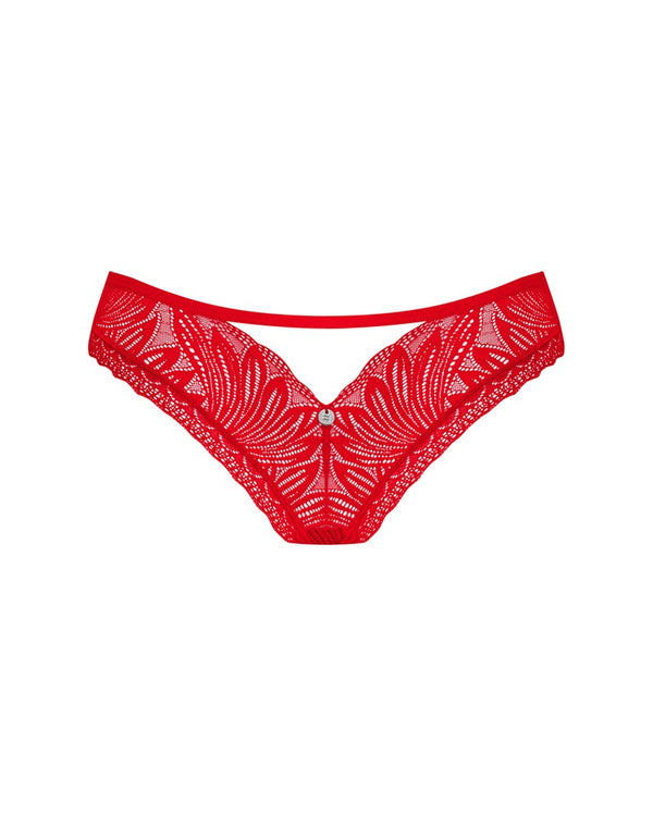 Rote Panties Chilisa aus zarter Blütenspitze von Obsessive – Ansicht 3