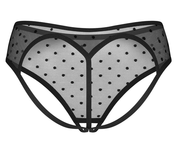 Schwarze Panties ouvert Nuites in nobler Transparenz mit Pünktchen von Obsessive – Ansicht 4