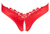 Roter seidiger Slip ouvert aus Satin mit Stickerei und Perlenkette von Cottelli – Ansicht 6