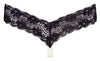 Schwarzer String mit stimulierender Perlenkette und floraler Spitze von Cottelli – Ansicht 7