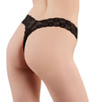 Schwarzer String mit stimulierender Perlenkette und floraler Spitze von Cottelli – Ansicht 6