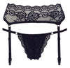 Schwarzes Lingerie-Set aus elastischer Spitze mit String und Strapsgurt von Cottelli – Ansicht 4