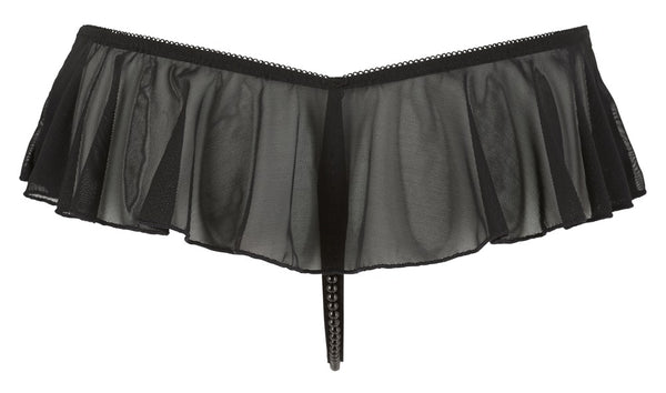 Schwarzer String ouvert mit Volants und stimulierender Perlenkette von Cottelli – Ansicht 7