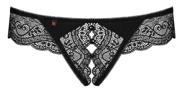 Schwarzer Riostring Miamor aus Spitze mit breitem Spitzenbund (offen) von Obsessive – Ansicht 6
