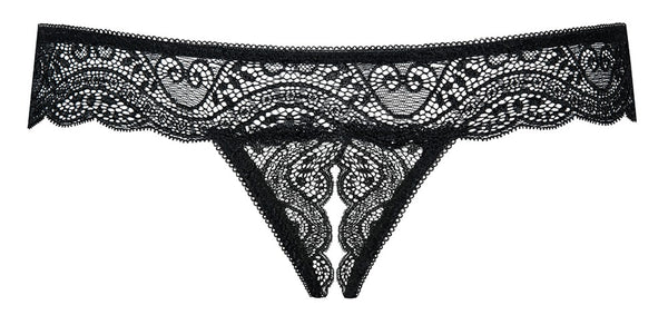 Schwarzer Riostring Miamor aus Spitze mit breitem Spitzenbund (offen) von Obsessive – Ansicht 7