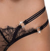 Schwarzer Riostring ouvert aus Eyelash-Spitze mit Strassringen von Cottelli – Ansicht 5