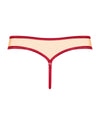Roter Tanga Rubinesa aus zartem Satin in raffinierter Materialkombination von Obsessive – Ansicht 4