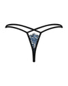 Blauer String Yassmyne aus Wimpernspitze mit schwarzen Stretchriemchen von Obsessive – Ansicht 4