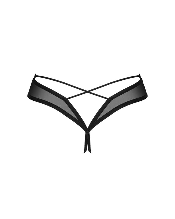 Schwarzer transparenter String Roxelia mit po-betonendem Schnitt von Obsessive – Ansicht 4