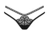 Schwarzer String Blomentis mit Spitzen-Details und doppeltem Bund von Obsessive – Ansicht 4