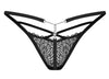Schwarzer eleganter String Iliosa aus effektvoller Spitze mit Riemchenoptik von Obsessive – Ansicht 6