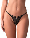 Schwarzer eleganter String Iliosa aus effektvoller Spitze mit Riemchenoptik von Obsessive