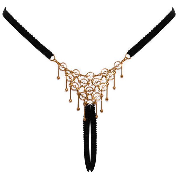 Schwarzer luxuriöser String Ouvert mit filigranem Schmuckgeflecht von Cottelli LINGERIE – Ansicht 6