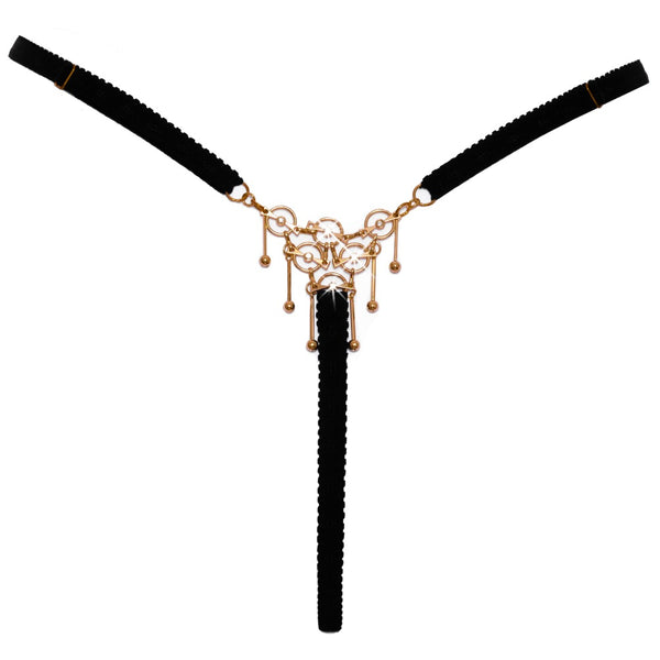 Schwarzer luxuriöser String Ouvert mit filigranem Schmuckgeflecht von Cottelli LINGERIE – Ansicht 7