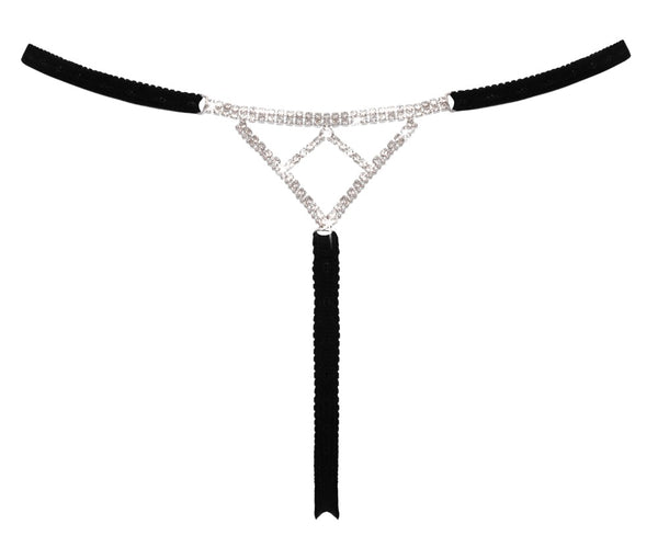 Schwarzer glamouröser String Ouvert mit funkelndem Strassbesatz von Cottelli LINGERIE – Ansicht 6