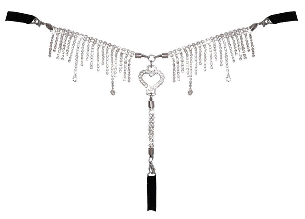 Schwarzer verführerischer String mit abnehmbarem Strass Herz von Cottelli LINGERIE – Ansicht 6
