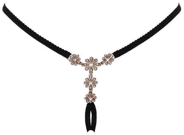 Schwarzer glamouröser Ouvert String mit funkelnden Blüten von Cottelli LINGERIE – Ansicht 6