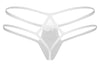 Weißer String Arrowel mit bestickter Spitze und Schmuckdetail von Obsessive – Ansicht 5