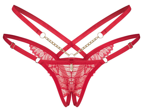 Roter Riostring ouvert Matildea im eleganten Riemenstyle von Obsessive – Ansicht 5