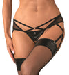 Schwarzer Straps-String ouvert Dominna im Netz-Wetlook-Mix von Obsessive