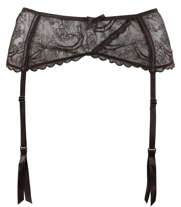Schwarz-transparenter Strapsgurt mit Stickerei und vier Strapshaltern von Cottelli – Ansicht 4