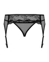 Schwarzes Strumpfband- und Tanga-Set Charms aus Stoff und Blütenspitze von Obsessive – Ansicht 4