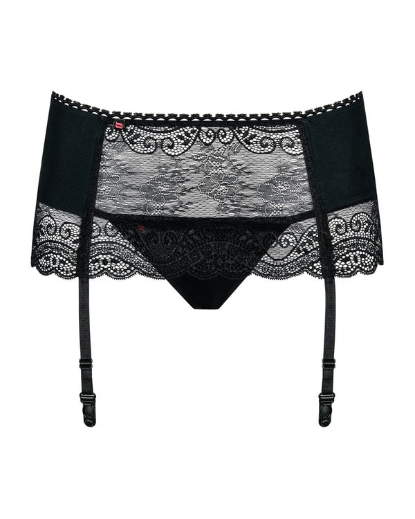 Schwarzer breiter Strapsgurt Miamor aus Stretchstoff und Spitze von Obsessive – Ansicht 7