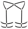 Schwarzes Harness aus Stretchriemen mit Verbindungsringen und Oberschenkelriemen von Cottelli – Ansicht 5