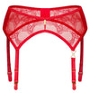 Roter Strapsgürtel Aliosa aus Floral-Spitze mit goldfarbenem Detail von Obsessive – Ansicht 5